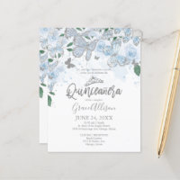 Quinceanera-Schmetterling Budget-Einladung Spanisc