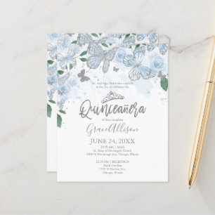 Quinceanera-Schmetterling Budget-Einladung Spanisc