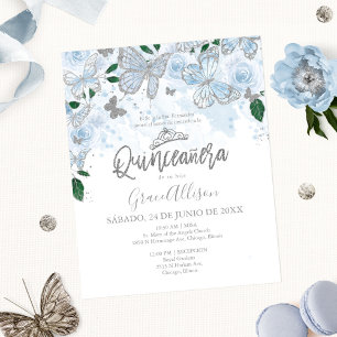 Quinceanera-Schmetterling Budget-Einladung Spanisc