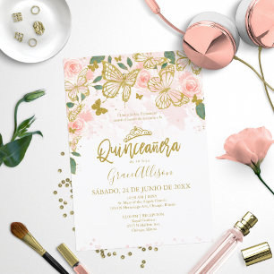 Quinceanera-Schmetterling-Einladung Spanische Form Einladung