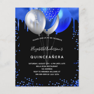 Quinceanera schwarz königsblau Einladung zum Haush Flyer
