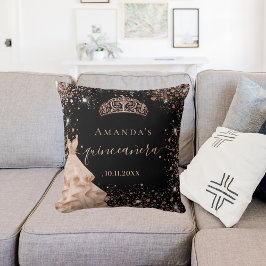 Quinceanera Schwarze Rose Gold Tiara Kleidung Name Kissen