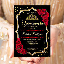 Quinceanera - Schwarzes Rotes Gold