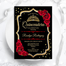 Quinceanera - Schwarzes Rotes Gold
