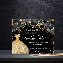 Quinceanera Schwarzgoldkleid Budget Save the Date