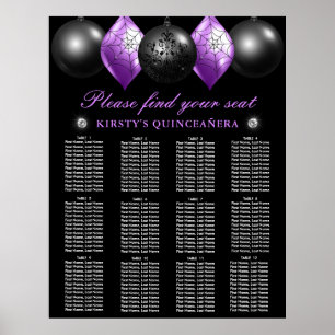 Quinceanera-Seekarte für Lila und schwarze Ornamen Poster