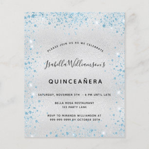 Quinceanera silber-blauer Glitter-Einladung zum gü Flyer