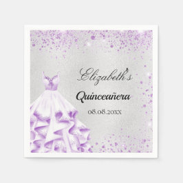 Quinceanera Silber lila Glitzer Kleid Serviette