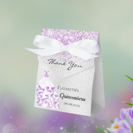 Quinceanera silber lila Glitzer Kleid vielen Dank Geschenkschachtel