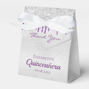 Quinceanera silber lila Glitzer Tropfen vielen Dan Geschenkschachtel