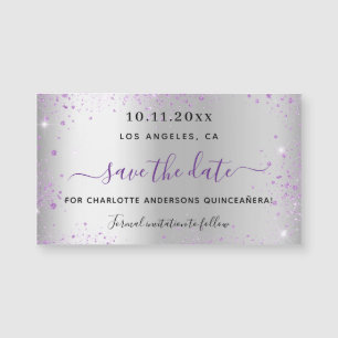 Quinceanera silber lila speichern Datums-Magnet Magnetkarte