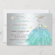 Quinceanera Silber Türkis Quinceanera Kleid