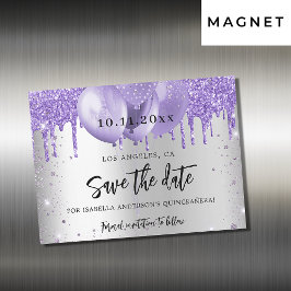 Quinceanera silber violett speichern Datums Magnet