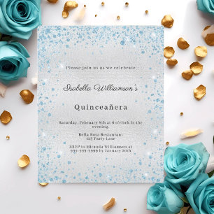 Quinceanera silberblaue Winterparty-Einladung