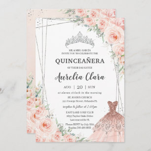 Quinceañera Silver Blush Princess Dress Einladung