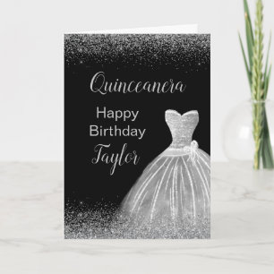 Quinceanera Silver Dress Imitate Glitzer Karte