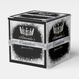 Quinceanera Silver Glitzer Gold Crown Fevor Box Geschenkschachtel