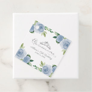 Quinceanera Silver Tiara Light Blue Floral Geschenkanhänger