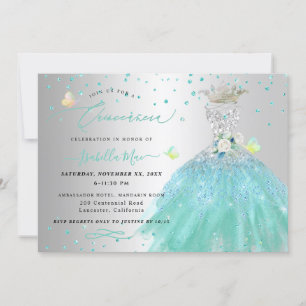 Quinceanera Silver Turquoise Quinceanera Kleid Einladung