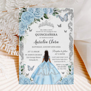 Quinceañera Sky Blauer Blumenkleid Prinzessin Silv Einladung