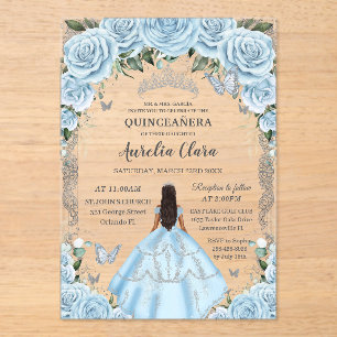 Quinceañera Sky Blues Dress Tan Princess Acryleinladungen