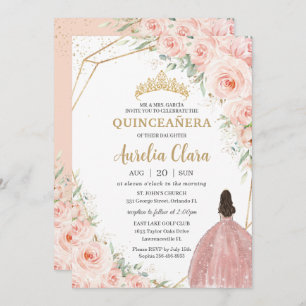 Quinceañera Soft Blush Rose Blume Crown Einladung