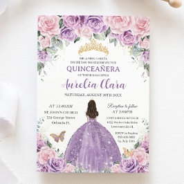 Quinceañera Soft Lila Lilac Pink Blütenprinzessin Einladung