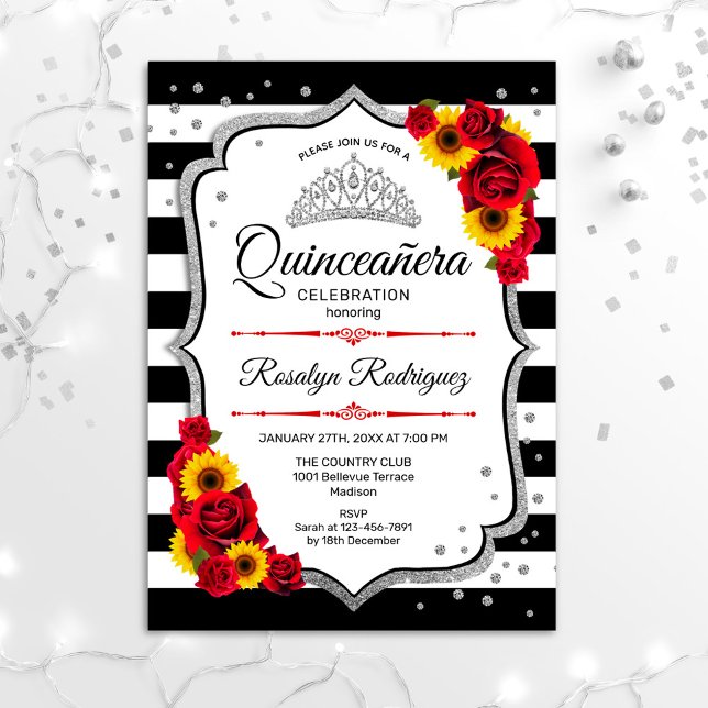 Quinceanera - Sonnenblumen Rose Einladung (Von Creator hochgeladen)