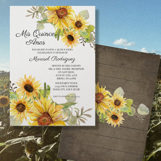 Quinceanera Sonnenblumenfall Blumenzellenfeier Geb Einladung