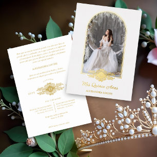 Quinceañera Spanisch Fancy Golden Bogen Effekt Fot Folieneinladung