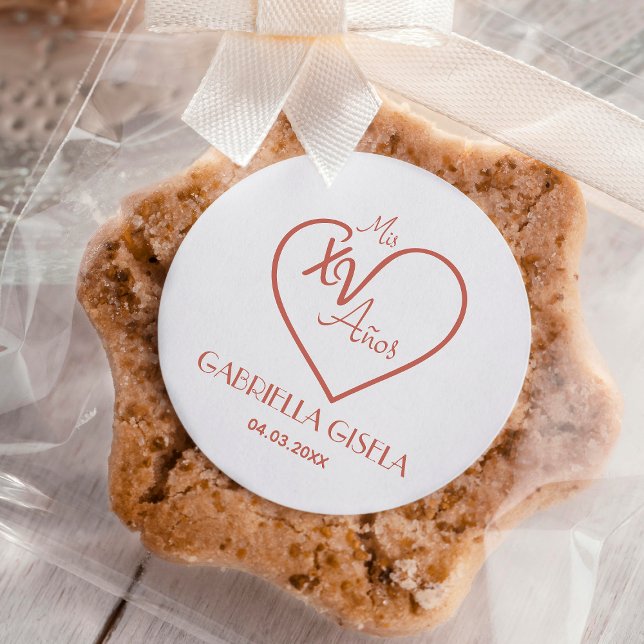 Quinceañera Spanisch Modernes Herz Extravagante Ka Gummistempel (Von Creator hochgeladen)