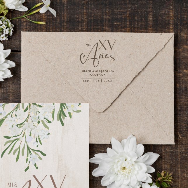 Quinceañera Spanisch Rustikale Extravagante Typogr Gummistempel (Von Creator hochgeladen)