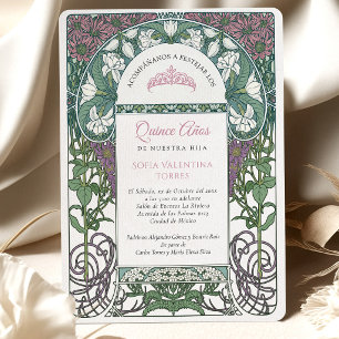 Quinceañera Spanisch Türkis Rosa Einladung