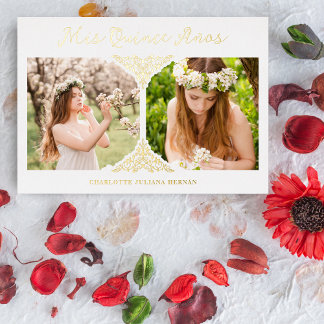 Quinceañera Spanish Fancy Flourish Effect 2 Photos Folieneinladung