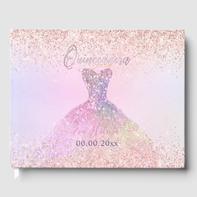 Quinceañera , Sparkle Gown, Baumwolle Candy Gästebuch (Vorderseite)