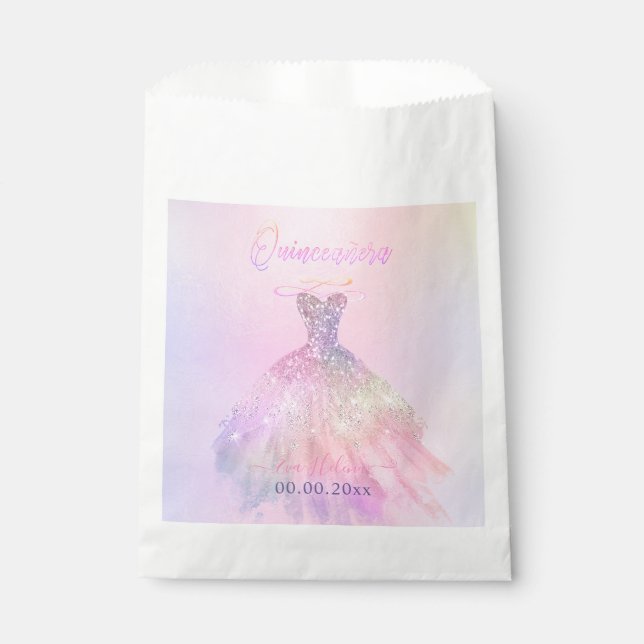 Quinceañera , Sparkle Gown, Baumwolle Candy Geschenktütchen (Vorderseite)