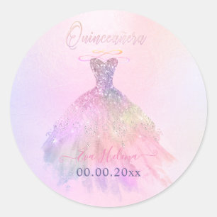 Quinceañera , Sparkle Gown, Baumwolle Candy Runder Aufkleber