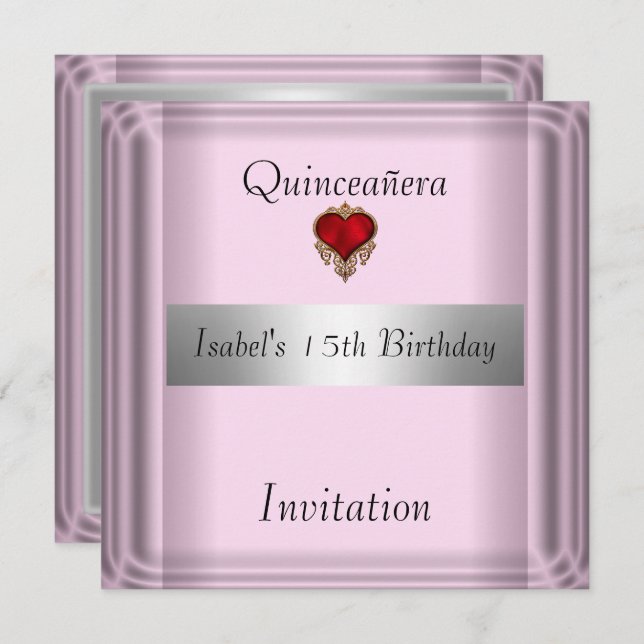 Quinceanera, süß, 15, Einladung Save the Date (Vorne/Hinten)