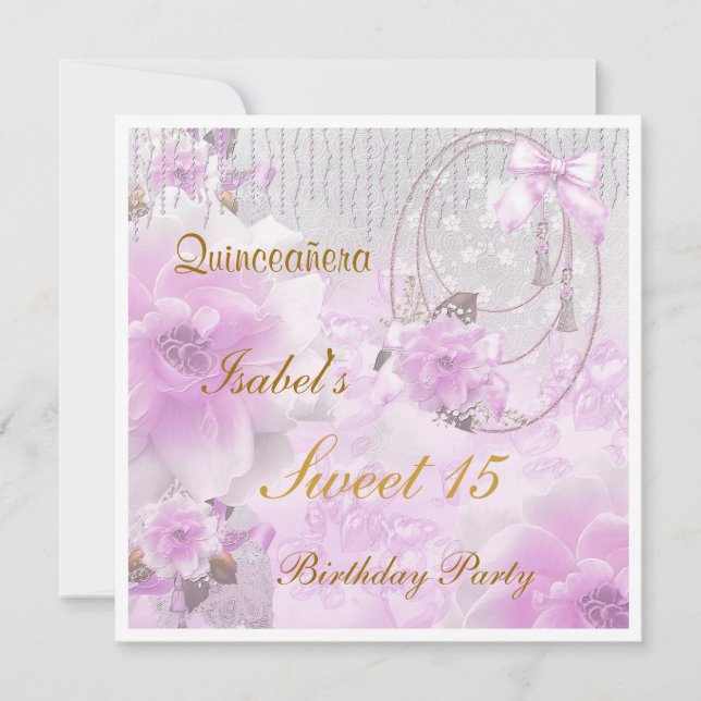Quinceanera Sweet 15 Birthday Einladung (Vorderseite)