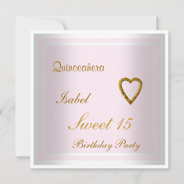 Quinceanera Sweet 15 Geburtstag Einladung Pink (Vorderseite)