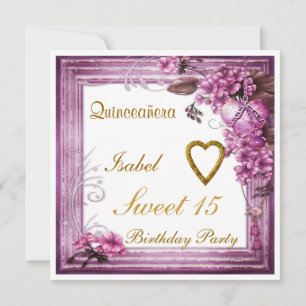 Quinceanera Sweet 15 Geburtstagseinladung Rosa Einladung