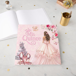 Quinceañera Sweet 15 Rosafarbenes Gästebuch