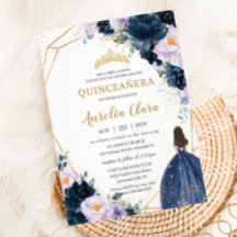 Quinceañera Sweet 16 Lila Lilac Navy Blauer Flora