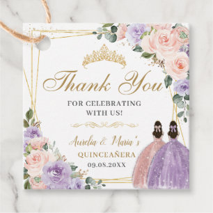 Quinceañera Sweet 16 Lilac Blush Floral Twin Girls Geschenkanhänger