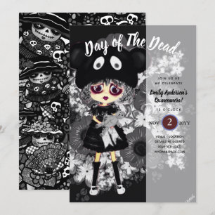 Quinceanera Tag der toten GOTH Girl Sugar Skulls Einladung