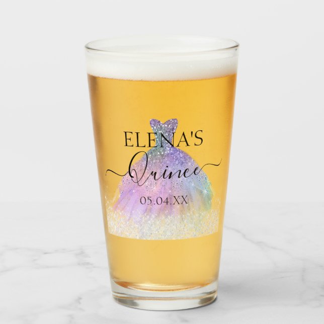Quinceañera Tall Glass Gastgeschenk Personalisiert Glas (Vorne (Gefüllt))