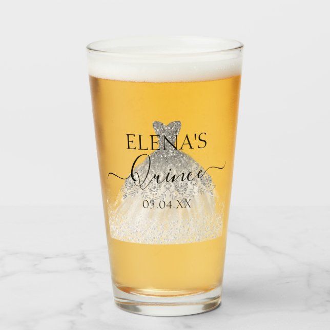 Quinceañera Tall Glass Gastgeschenk Personalisiert Glas (Vorne (Gefüllt))