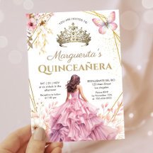 Quinceañera Tiara Girl Pink Floral Butterfly