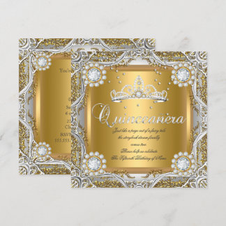 Quinceanera Tiara Gold Silver Diamond Geburtstag Einladung