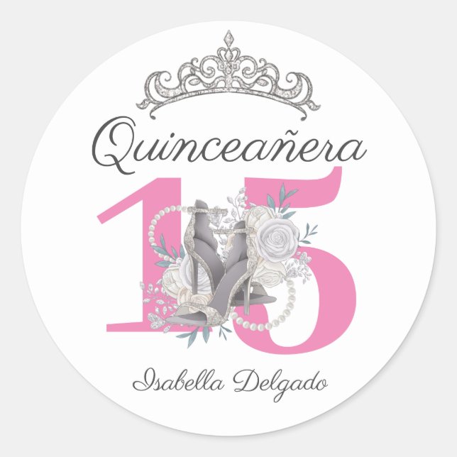 Quinceanera Tiara High Heels Sticker (Vorderseite)
